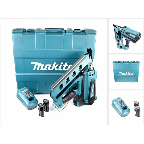 Makita GN 900 SE Cloueuse à gaz 7,2 V + Mallette de transport + 2x Batteries BL 7010 1,0 Ah + Chargeur DC07SA