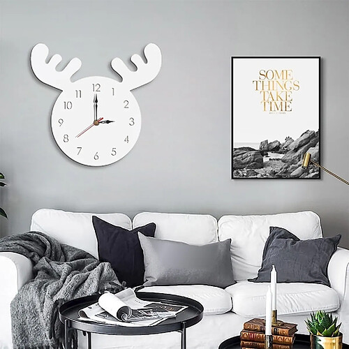 Wewoo Horloge murale décorative de salon en forme de tête de cerf blanc