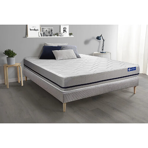 ACTISOM Ensemble matelas 160x200 ACTIMEMO SOFT 3zones de confort + sommier KIT gris