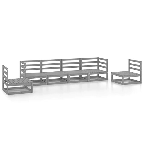 Maison Chic Salon de jardin 6 pcs - Table et chaises d'extérieur - Mobilier/Meubles de jardin Moderne gris bois de pin massif -MN11735