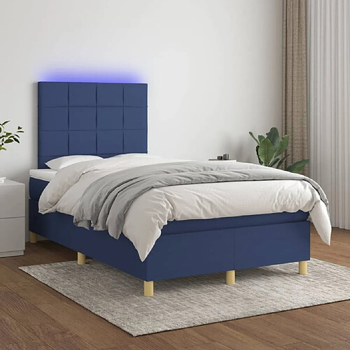 Sommier à lattes,Cadre à lattes de lit et matelas et LED pour Adulte Bleu 120x200 cm Tissu -MN75791