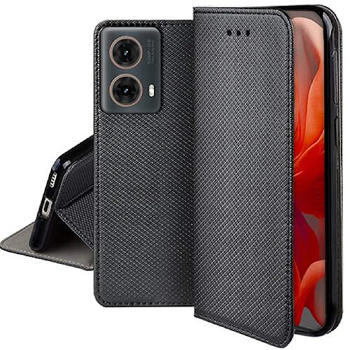 Htdmobiles Housse etui portefeuille avec coque interieure en silicone pour Motorola Moto G85 5G + film ecran - NOIR MAGNET