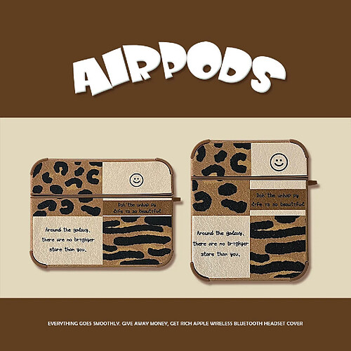 GUPBOO Airpods Coque Housse Étui Protecteur Compatible pour AirPods Pro-Ins fille smiley léopard rétro