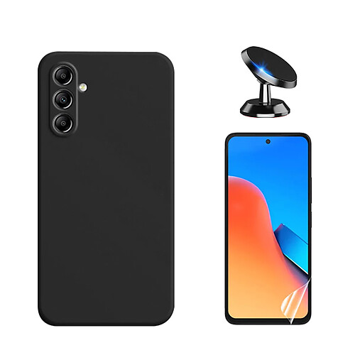 Kit Film de Hydrogel Étui Complète Devant + Étui Silicone Liquide + SuppOrt Magnétique Phonecare pour Samsung Galaxy S23 FE - Noir