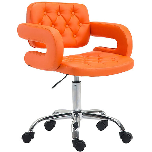 Decoshop26 Chaise de bureau réglable en hauteur pivotante dossier capitonné et accoudoir moderne synthétique orange BUR10418