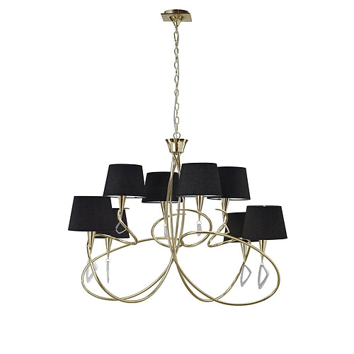 Inspired Lampe suspendue Mara à 2 niveaux, 8 lumières, E14, nuances dorées et noires françaises