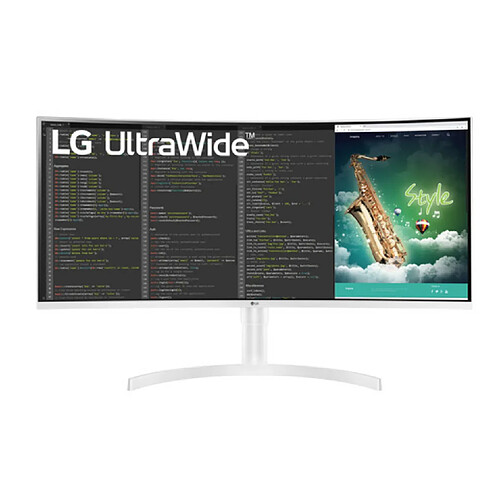 LG 35WN75C-W - Écran LED - incurvé - 35' - 3440 x 1440 UWQHD @ 100 Hz - VA - 300 cd/m² - 2500:1 - HDR10 - 5 ms - 2xHDMI, DisplayPort, USB-C - haut-parleurs