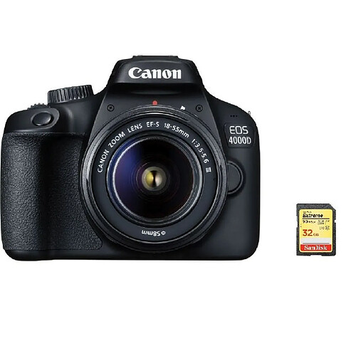 CANON EOS 4000D KIT EF-S 18-55MM F3.5-5.6 III + 32GB SD card