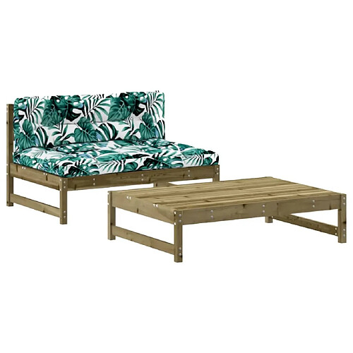 Maison Chic Salon de jardin 2 pcs avec coussins - Table et chaises d'extérieur - Mobilier/Meubles de jardin Moderne bois de pin imprégné -MN80021