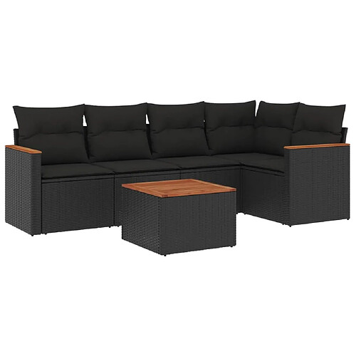 Maison Chic Ensemble Tables et chaises d'extérieur 6pcs avec coussins,Salon de jardin noir résine tressée -GKD438659