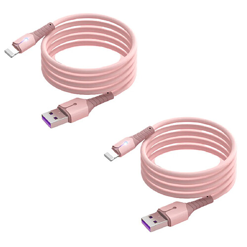 Cables X2 USB Charge Rapide 3A Silicone Rose 2m Pour iPhone 8 / X / XR / 11 / 12 / 13 / SE 2022 Little Boutik®