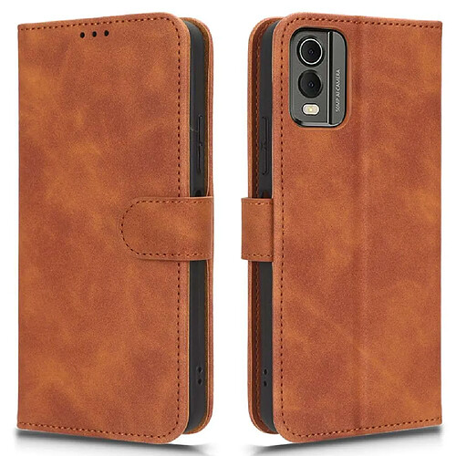 Htdmobiles Housse pour Nokia C32 - etui coque pochette portefeuille + verre trempe - MARRON