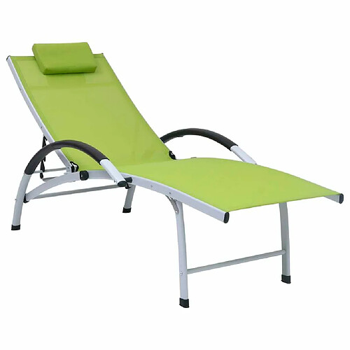 Maison Chic Chaise longue - Transat - Bain de Soleil aluminium textilène vert