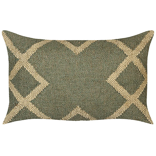 Beliani Coussin GOPI Jute 30 x 50 cm Géométrique Vert