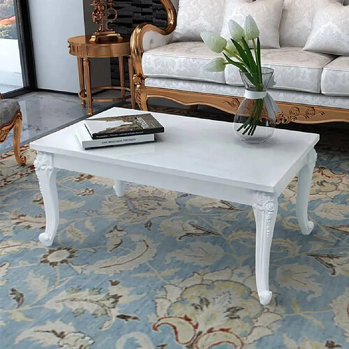 Maison Chic Table basse,Table Console Table d'appoint, Table pour salon 100 x 60 x 42 cm Laquée Blanc -MN53447