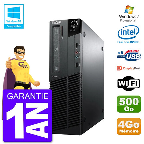 PC Lenovo ThinkCentre M82 SFF G640 RAM 4Go Disque Dur 500Go Graveur DVD Wifi W7 · Occasion