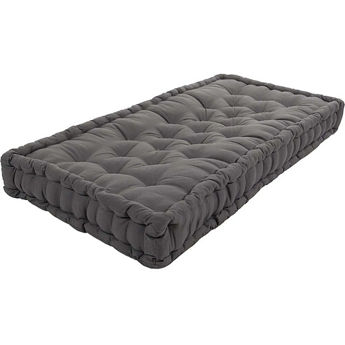 Jardindeco Coussin de palette en coton coloré 120 x 80 cm gris anthracite.