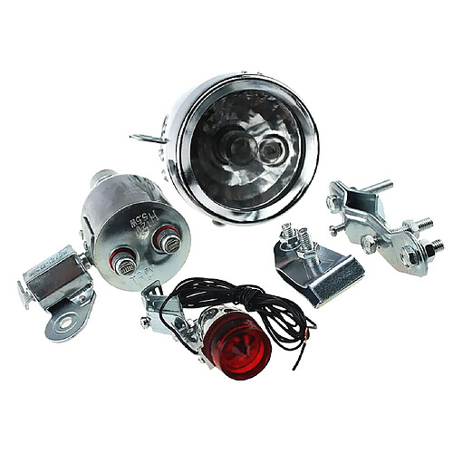 Phare De Dynamo 12v 6w + Kit De Lumière Queue Adapte Vélo Motor