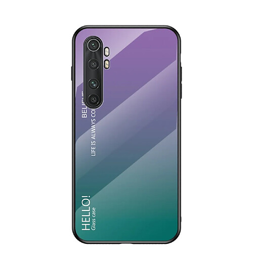 Coque en TPU hybride de couleur dégradé violet/vert pour votre Xiaomi Mi Note 10 Lite