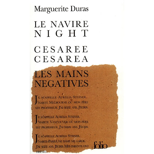 Le navire night. Césarée. Les mains négatives · Occasion