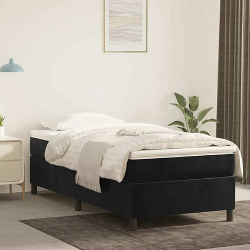 Maison Chic Lit Adulte - Lit simple Lit à sommier tapissier avec matelas moelleux - Meuble de Chambre - Noir 90x200 cm Velours -MN38143