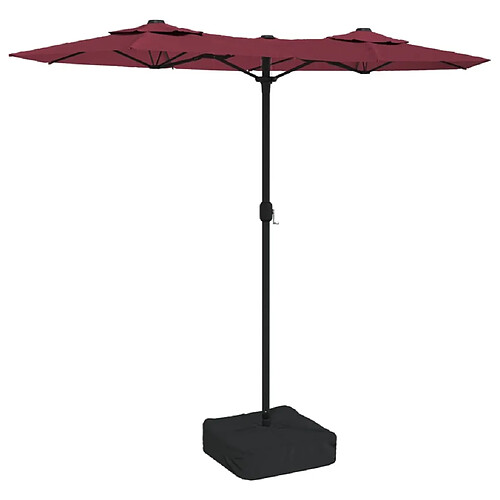 Maison Chic Parasol Jardin | Parasol à double tête avec LED rouge bordeaux 316x240 cm - GKD45782