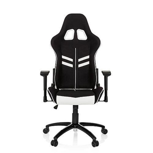 Chaise de bureau gaming / fauteuil gamer LEAGUE PRO I tissu / simili-cuir noir / blanc hjh OFFICE