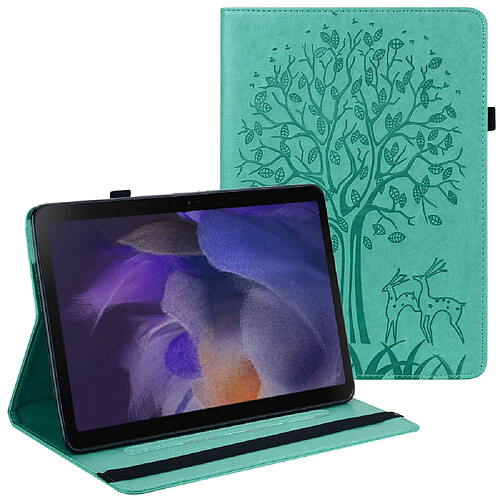 Etui en PU motif d'arbres et de cerfs avec support vert pour votre Samsung Galaxy Tab A8 10.5 (2021)