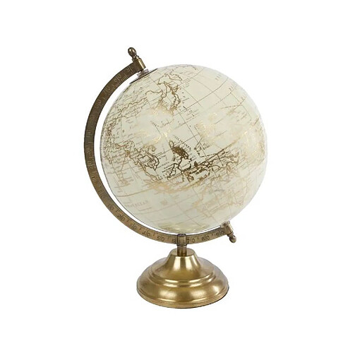 L'Héritier Du Temps Mappemonde Globe Terrestre L Décoratif Rotatif Planisphère sur Pied en Métal Crème et Gold 20x20x30cm