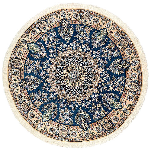 Vidal Tapis de laine 150x150 Bleu Nain