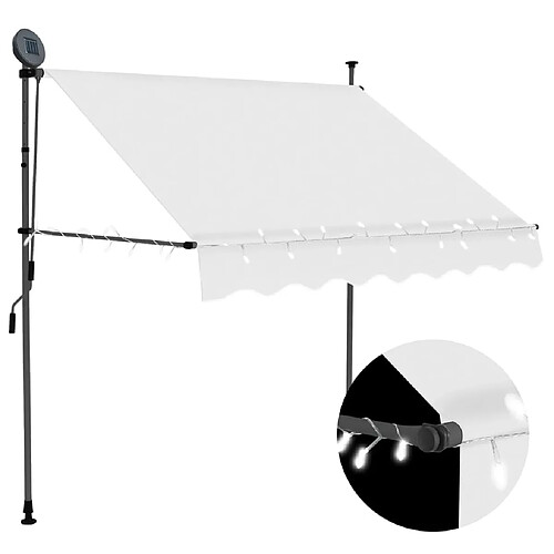 vidaXL Auvent manuel rétractable avec LED 150 cm Crème