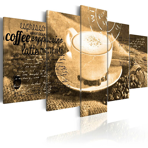 Artgeist Tableau - Coffe, Espresso, Cappuccino, Latte machiato ... - sepia [225x112.5]