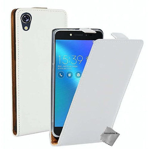 Htdmobiles Housse etui PU cuir fine pour Asus Zenfone Live ZB501KL + verre trempe - BLANC