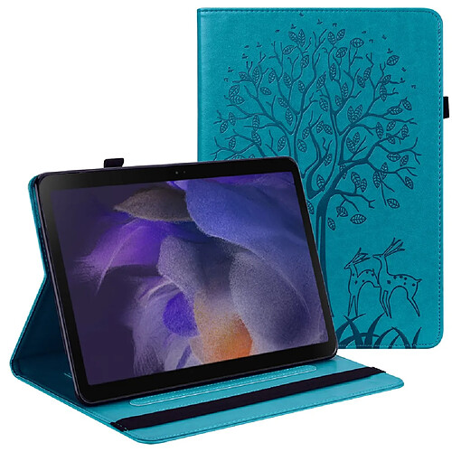 Etui en PU motif d'arbres et de cerfs avec support bleu pour votre Samsung Galaxy Tab A8 10.5 (2021)