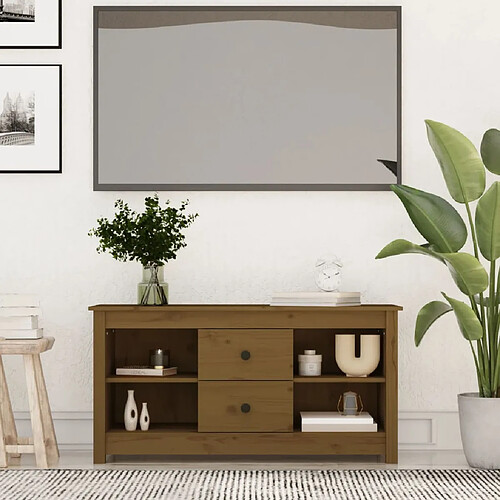 vidaXL Meuble TV Marron miel 103x36,5x52 cm Bois de pin massif