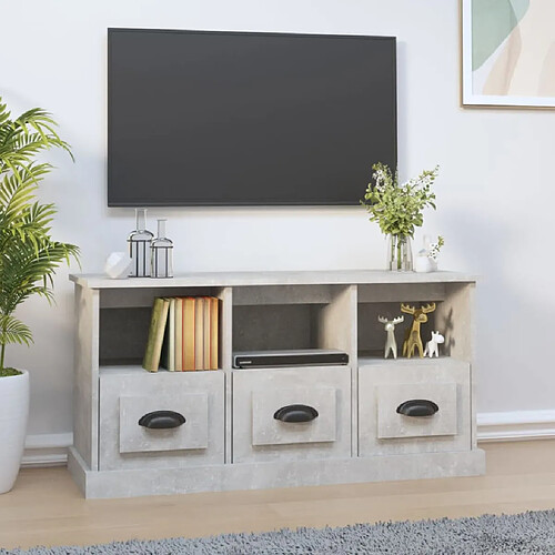 vidaXL Meuble TV gris béton 100x35x50 cm bois d'ingénierie