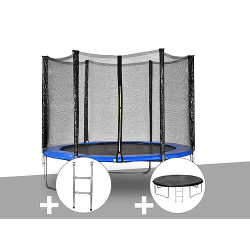 JARDIéco Kit trampoline Jardideco Atlas Ø 2,44 m Bleu + Echelle + Bâche de protection