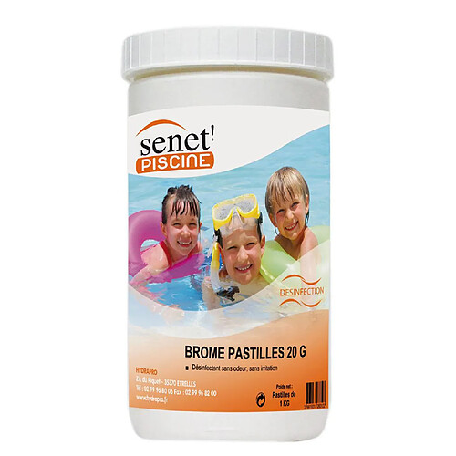 Senet'Piscine Brome en pastilles de 20g - Pot de 1 kg.