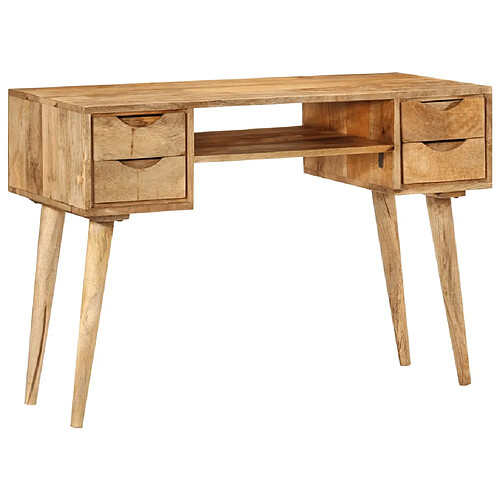 Helloshop26 Bureau table poste de travail meuble d'ordinateur informatique étude avec tiroirs 110 x 47 x 76 cm bois de manguier solide brun 02_0023462