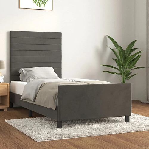 vidaXL Cadre de lit sans matelas gris foncé 90x190 cm velours