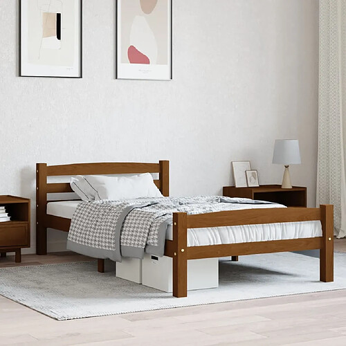 vidaXL Cadre de lit sans matelas Marron miel Bois pin massif 90x200 cm