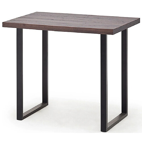 Pegane Table haute en chêne tanner et métal laqué anthracite - Longueur 120 x Hauteur 107 x Profondeur 80 cm