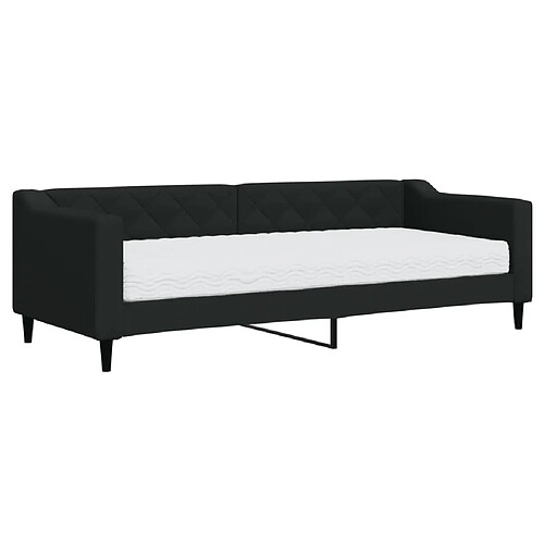 Maison Chic Lit d'appoint avec matelas | Lit de jour | Lit de repos noir 80x200 cm tissu -GKD51669