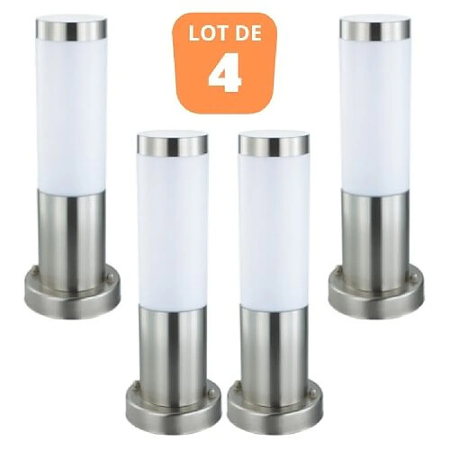 HOROZ ELECTRIC Lot de 4 Bornes Defne-3 inox E27 60W