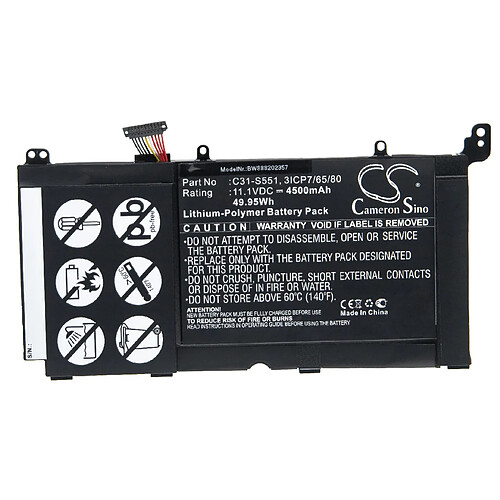 vhbw Batterie compatible avec Asus S551L, S551LA, S551LB, S551LB-CJ026H, S551LB-CJ045H ordinateur portable Notebook (4500mAh, 11,1V, Li-polymère)