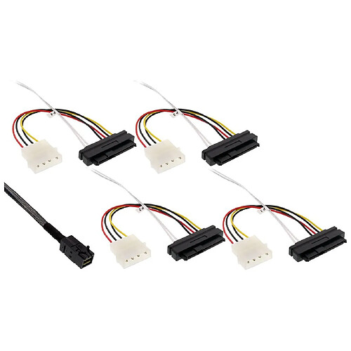 Câble InLine® Mini SAS HD SFF-8643 à 4x SFF-8482 + alimentation 1 m