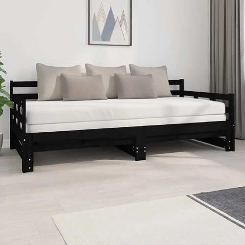 vidaXL Lit coulissant sans matelas noir 2x(90x200) cm