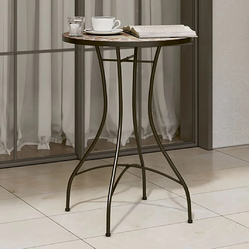 vidaXL Table de bistro mosaïque terre cuite blanc Ø50x70 cm