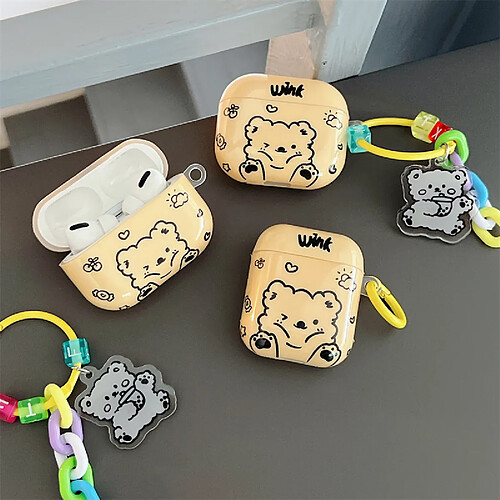 GUPBOO Airpods Coque Housse Étui Protecteur Compatible pour AirPods Pro-Ins mignon ours dessin animé fille