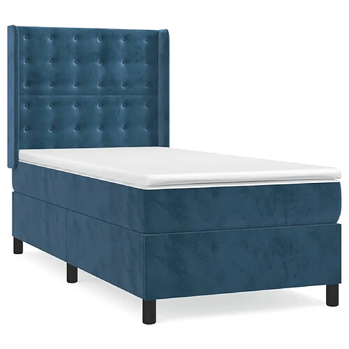 Maison Chic Lit adulte- Lit + matelas,Sommier à lattes de lit avec matelas Bleu foncé 100x200 cm -GKD78511